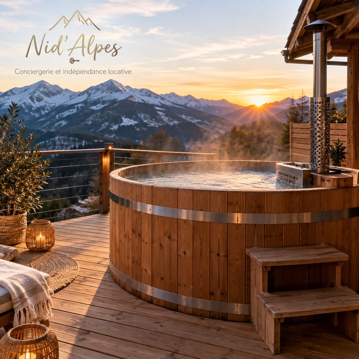Bain norvégien avec vue sur les montagnes